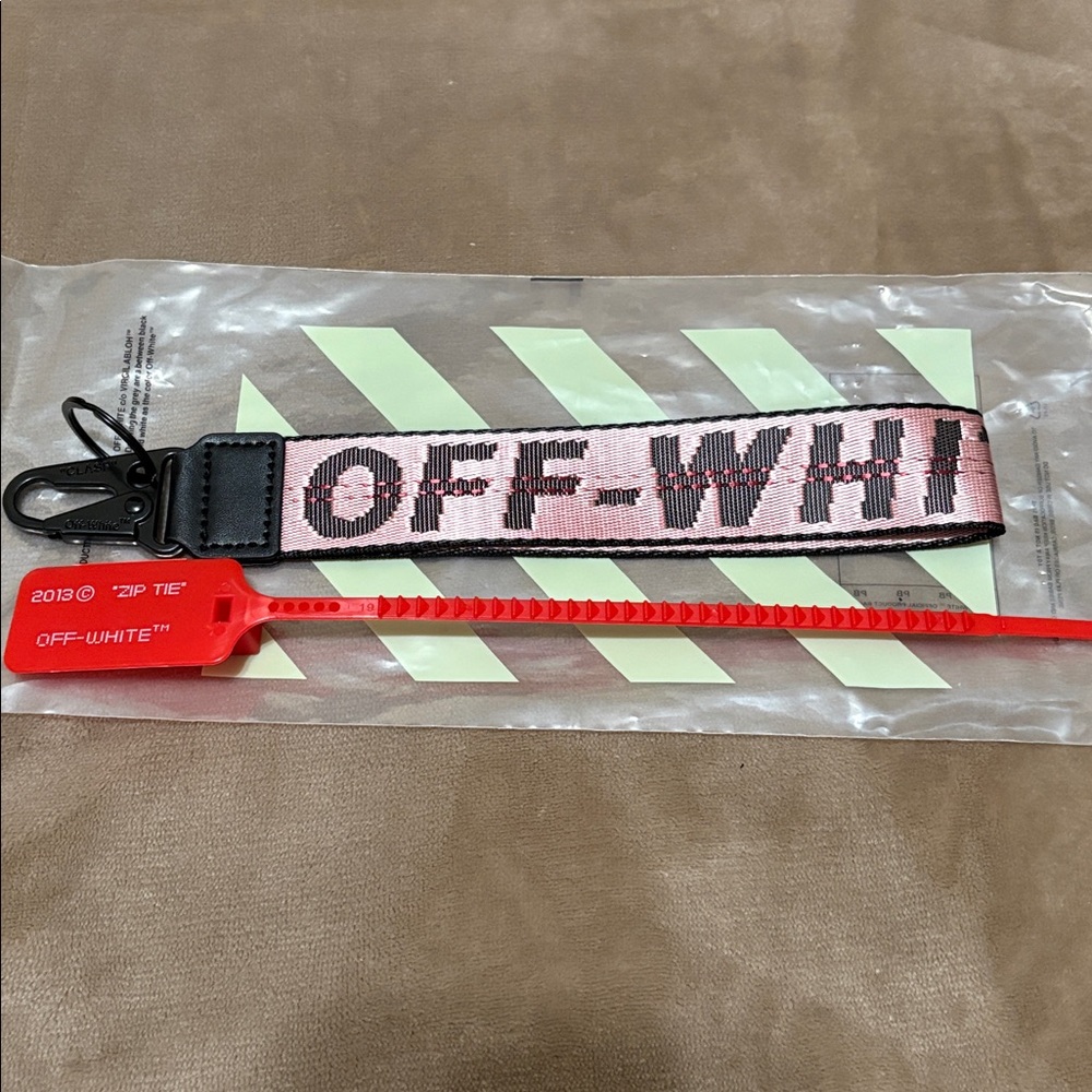 Off-White Pink and Black Keychain